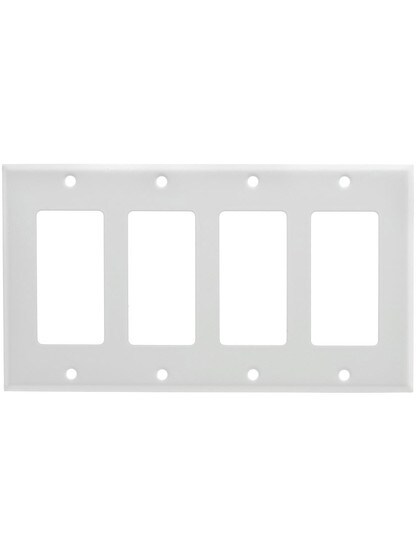 Classic Four Gang GFI Cover Plate In White Enamel.